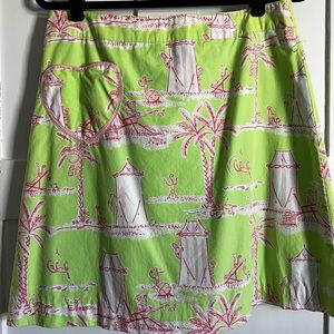 Lilly Pulitzer Green and Pink A-Line Skirt